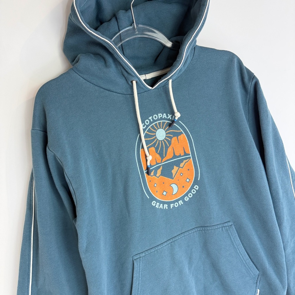 Cotopaxi Pullover Hoodie Men's Medium Teal Blue Gear For Good Graphic